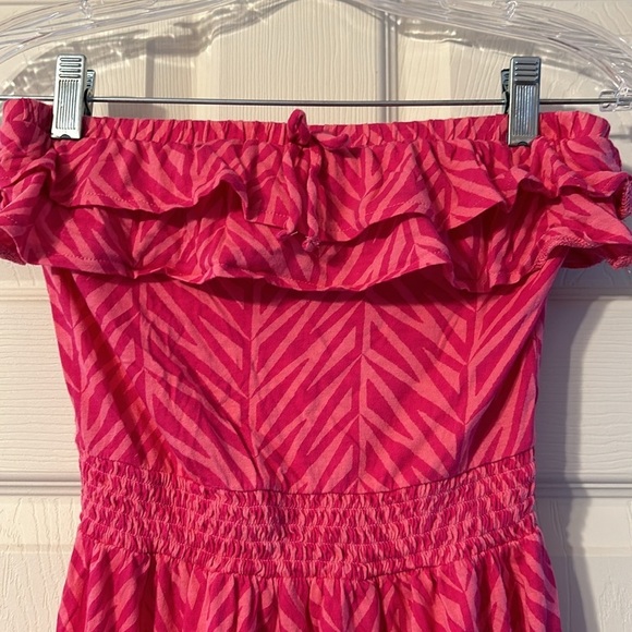 OP Hot Pink Zebra Print Strapless Coverup Y2K - Picture 2 of 4